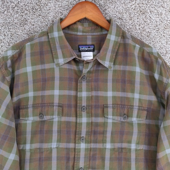 Patagonia Other - Patagonia Fjord Lightweight Flannel Shirt Mens Large Green Plaid Long Sleeve